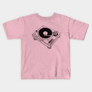 Turntable (Black Lines) Analog / Music Kids T-Shirt